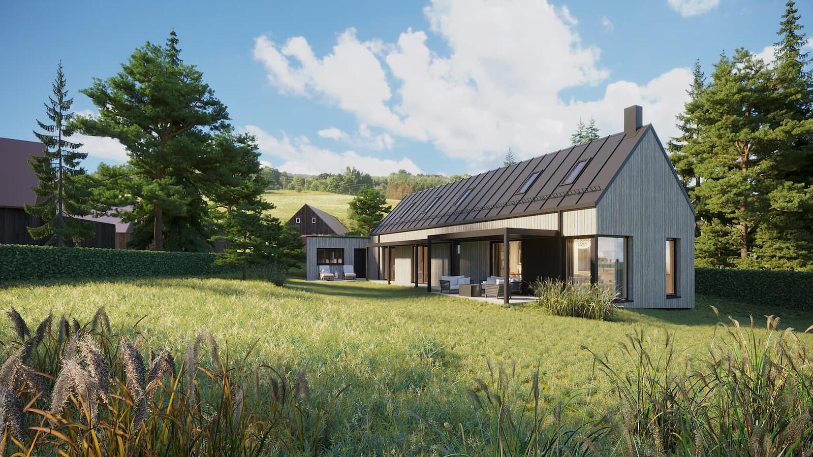 Newbuild house design - garden view