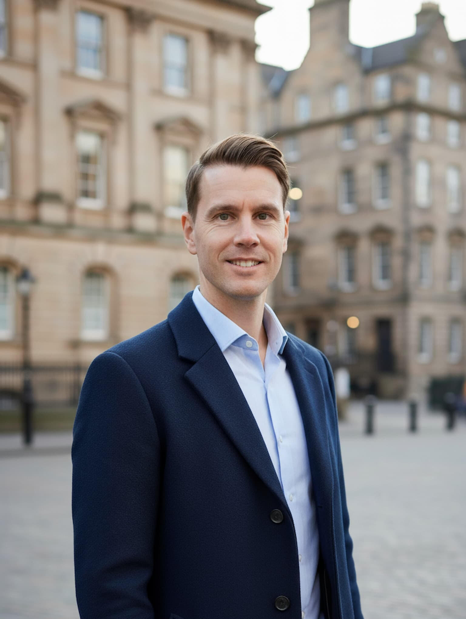 Architect Jan Kabelka in the streets of Edinburgh.